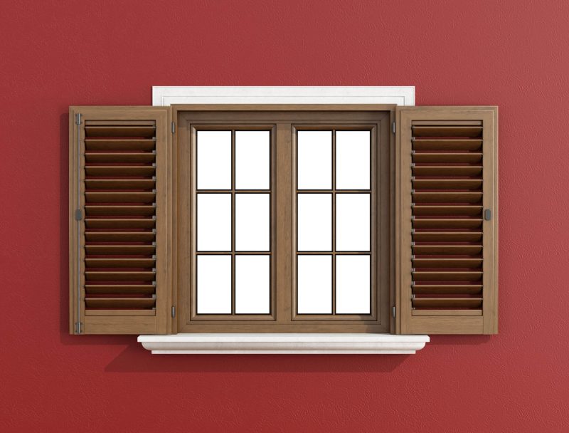 Décor De Volet De Fenêtre En Bois Jaune De Style Vintage Avec Volets à